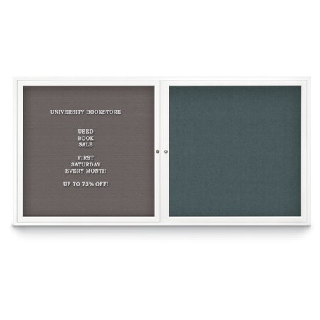 United Visual Products Corkboard, Single Door, Radius Frame, 18x24", White/Surf UV7000-WHITE-SURF